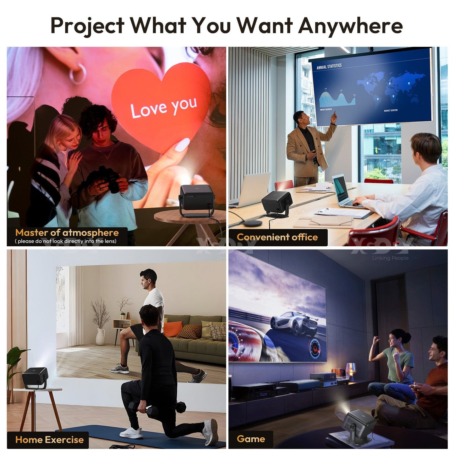 4K Smart Projector 18000 Lumen LED 1080P Wifi Bluetooth UHD Home Theater US - Malachi Wallace boutique