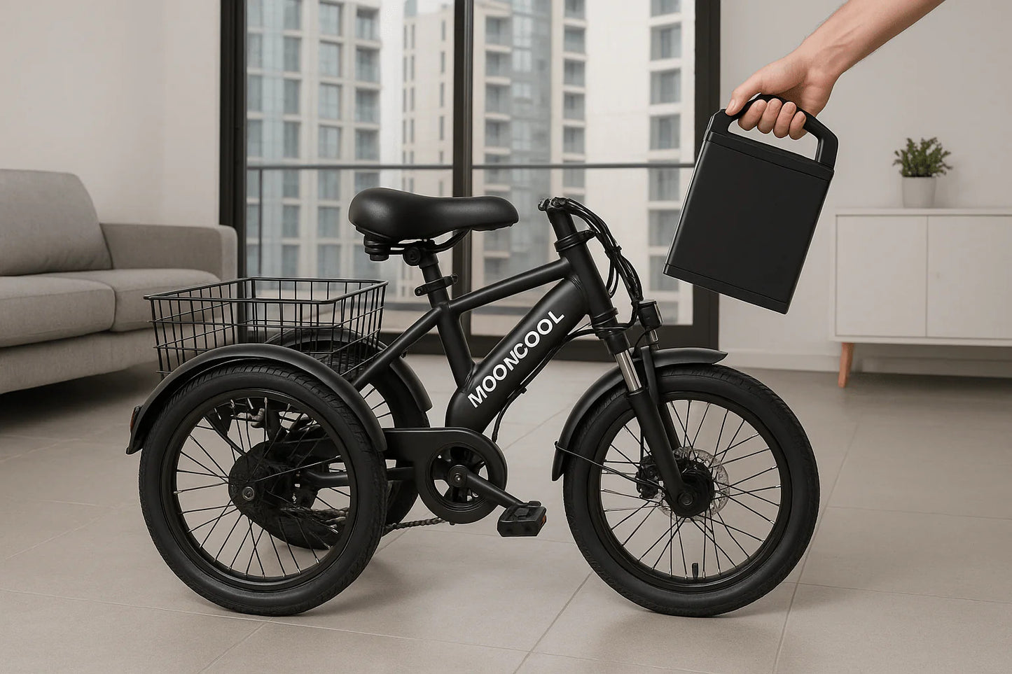 MOONCOOL Electric Tricycle for Adults - 500W/750W 48V 20" Folding Electric Trike
