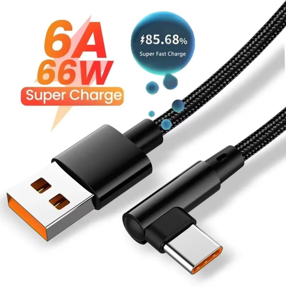 66W 6A USB-C 90° Fast Charging Cable - Malachi Wallace boutique