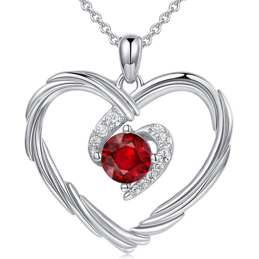 18K Gold Heart Birthstone Necklace Gift