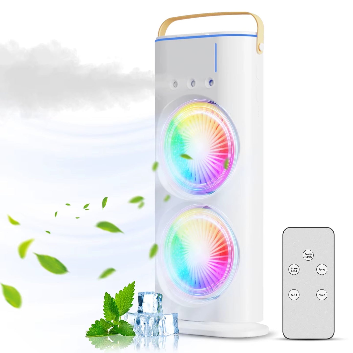 BreezeGlow™ 2-in-1 Dual Mist Cooling Fan – Chill, Hydrate & Light Up Your Space - Malachi Wallace boutique