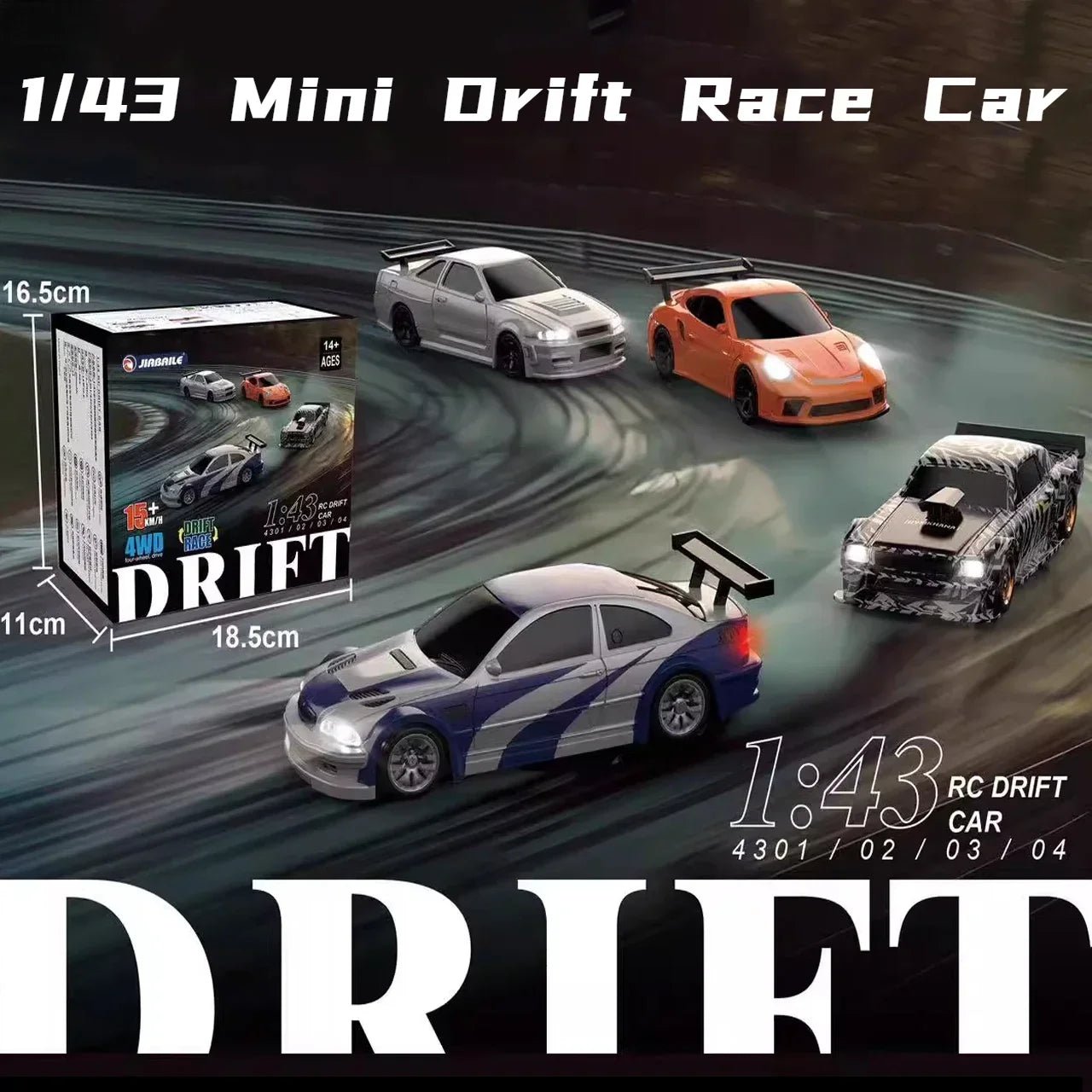 2.4G RC Drift Car 1/43 4WD Remote Control Car High Speed Four Wheel Drive Radio Controlled Mini Racing Car Model Boy Toy Gift - Malachi Wallace boutique