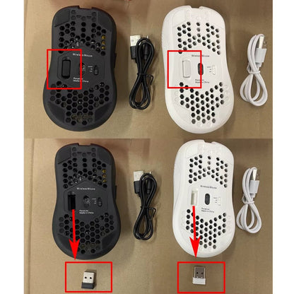 2.4G Wireless Mouse with RGB Backlit 6-Button 3-Speed DPI Type C Rechargeable Ergonomic Honeycomb Design Gaming Mouse - Malachi Wallace boutique