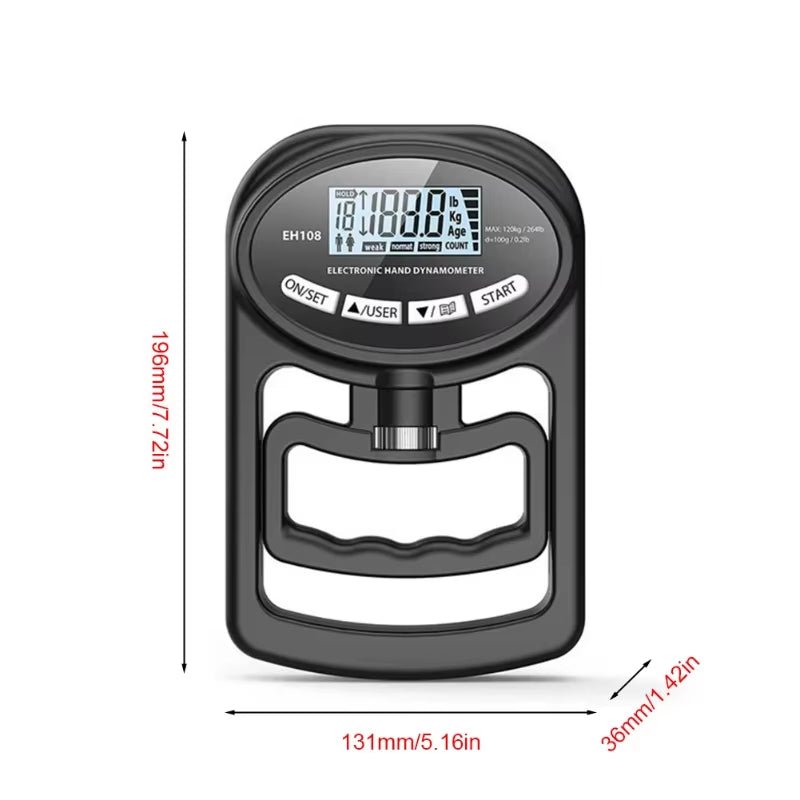 265Lbs/120Kg Grip Strength Meter for Men and Women Tester Digital Hand Dynamometer Training USB LCD Screen - Malachi Wallace boutique