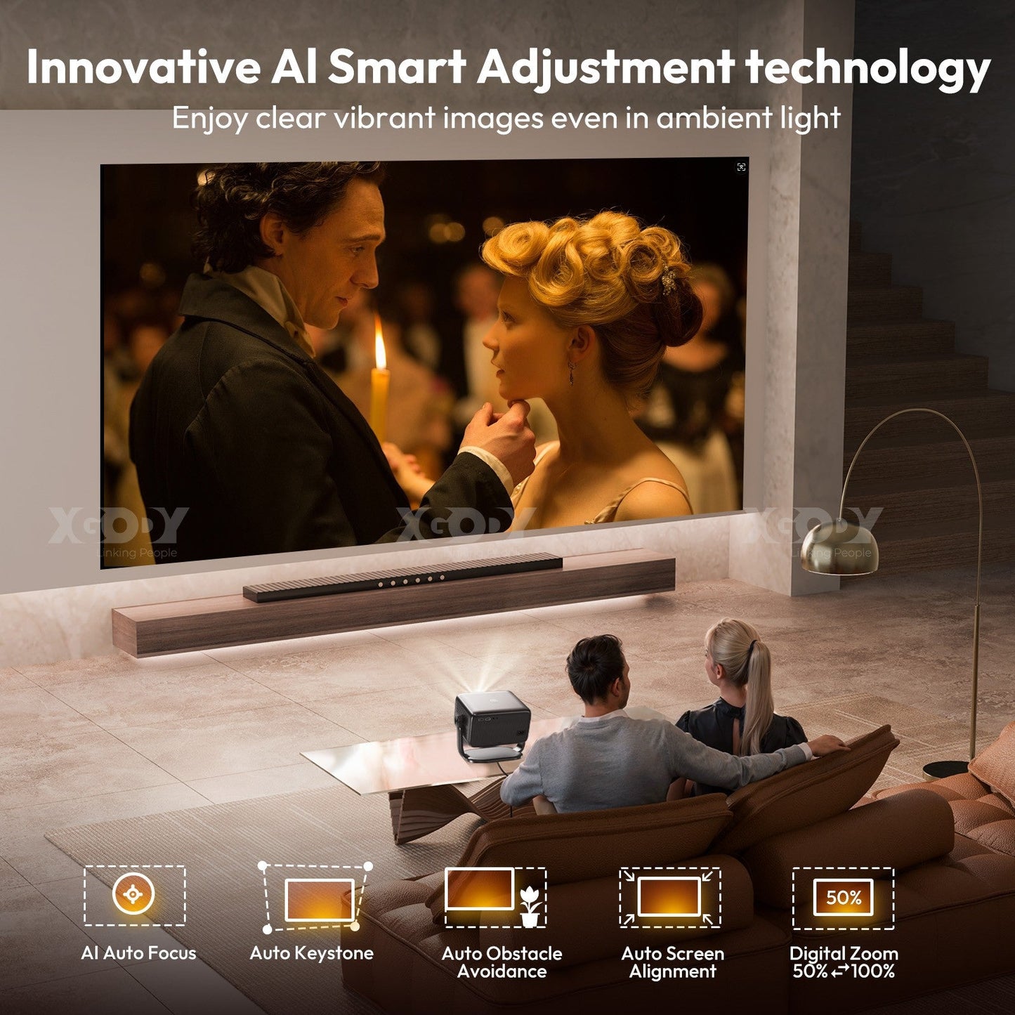 4K Smart Projector 18000 Lumen LED 1080P Wifi Bluetooth UHD Home Theater US - Malachi Wallace boutique