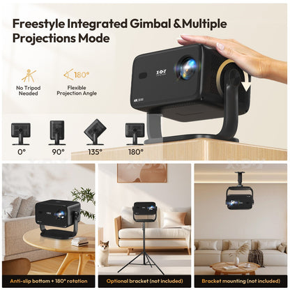 4K Smart Projector 18000 Lumen LED 1080P Wifi Bluetooth UHD Home Theater US - Malachi Wallace boutique