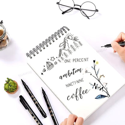 4Pcs/Set Calligraphy Pen Hand Lettering Art Pens Brush Ink Lettering Pens Markers for Writing Drawing Black Ink Pens Art Marker - Malachi Wallace boutique