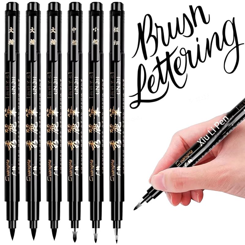 4Pcs/Set Calligraphy Pen Hand Lettering Art Pens Brush Ink Lettering Pens Markers for Writing Drawing Black Ink Pens Art Marker - Malachi Wallace boutique