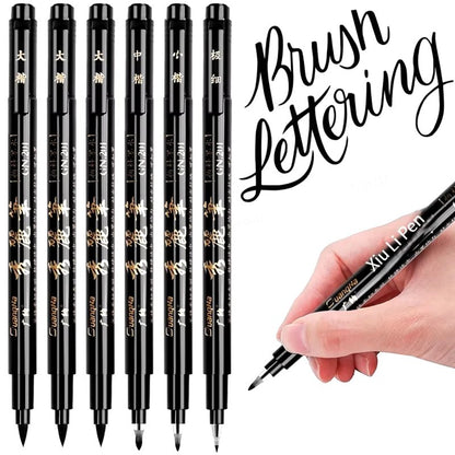 4Pcs/Set Calligraphy Pen Hand Lettering Art Pens Brush Ink Lettering Pens Markers for Writing Drawing Black Ink Pens Art Marker - Malachi Wallace boutique
