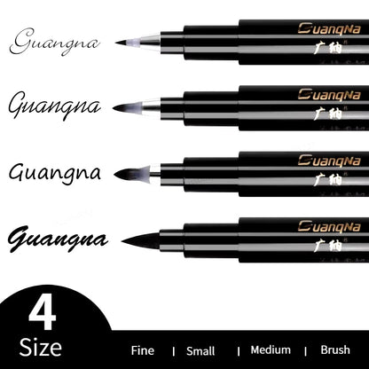 4Pcs/Set Calligraphy Pen Hand Lettering Art Pens Brush Ink Lettering Pens Markers for Writing Drawing Black Ink Pens Art Marker - Malachi Wallace boutique