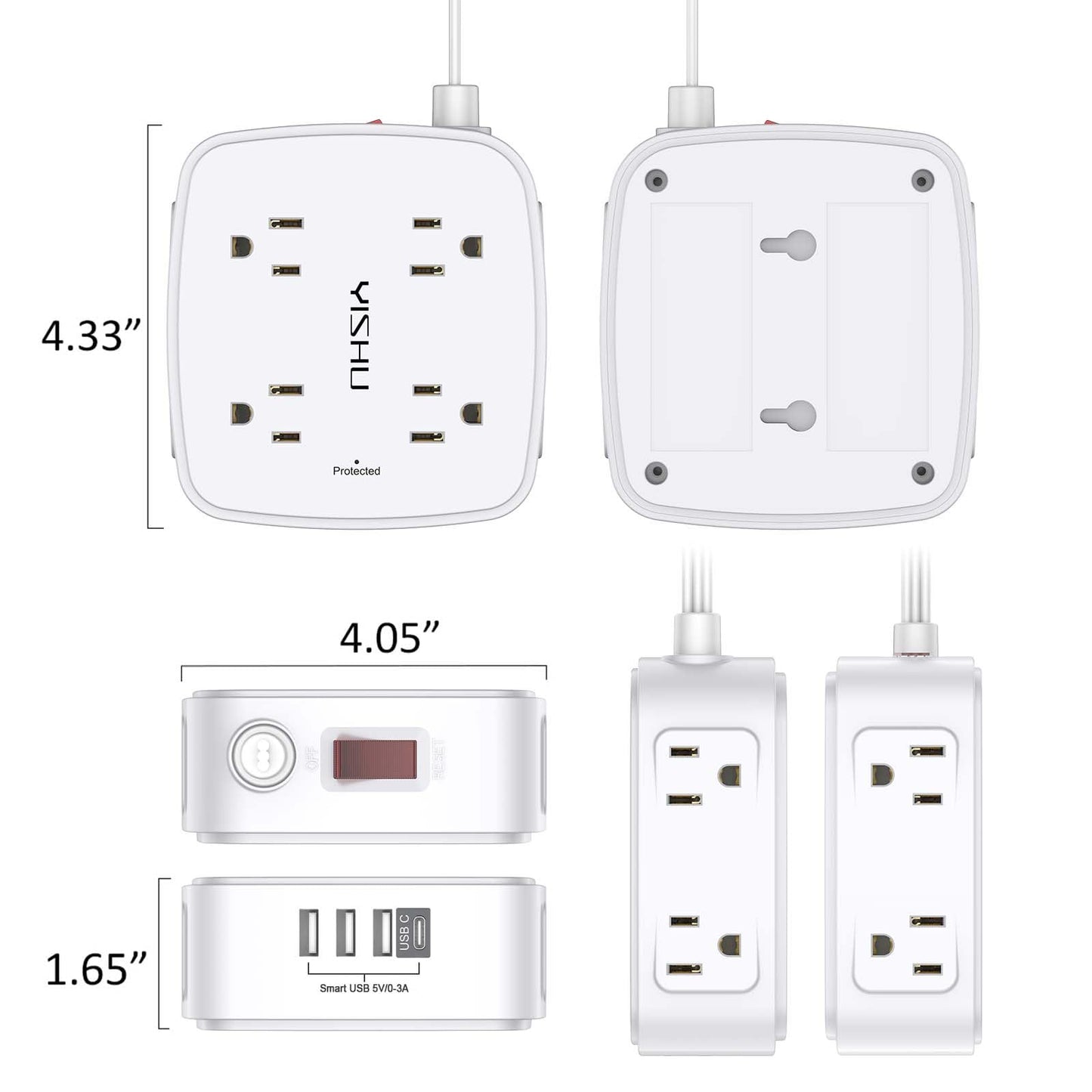 6FT Surge Protector USB Power Strip
