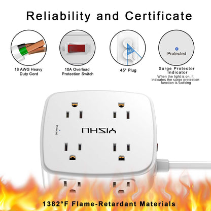 6FT Surge Protector USB Power Strip