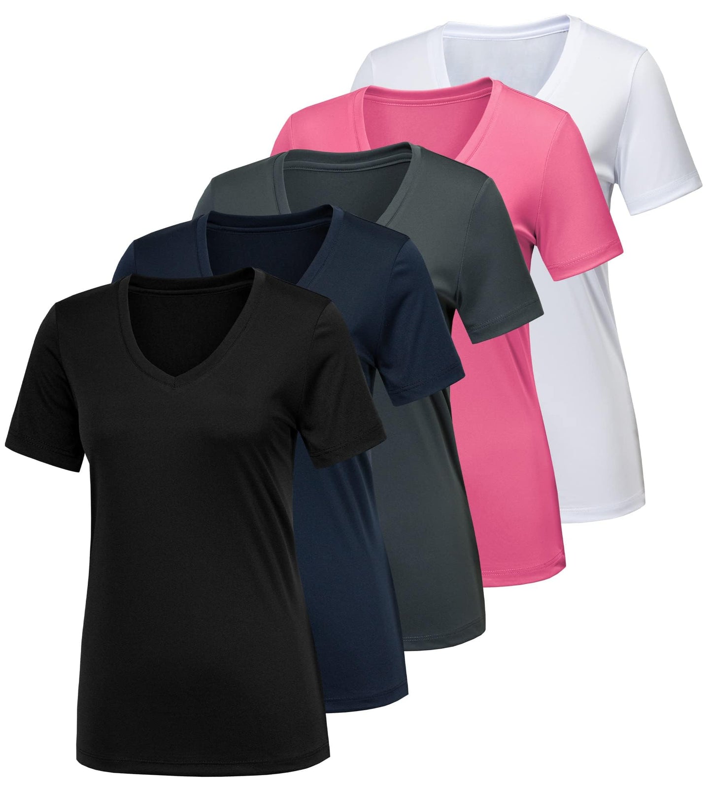 CE' CERDR 5/7 Pack Workout Shirts for Women, Moisture Wicking Quick Dry Active Athletic Women's Gym Performance T Shirts