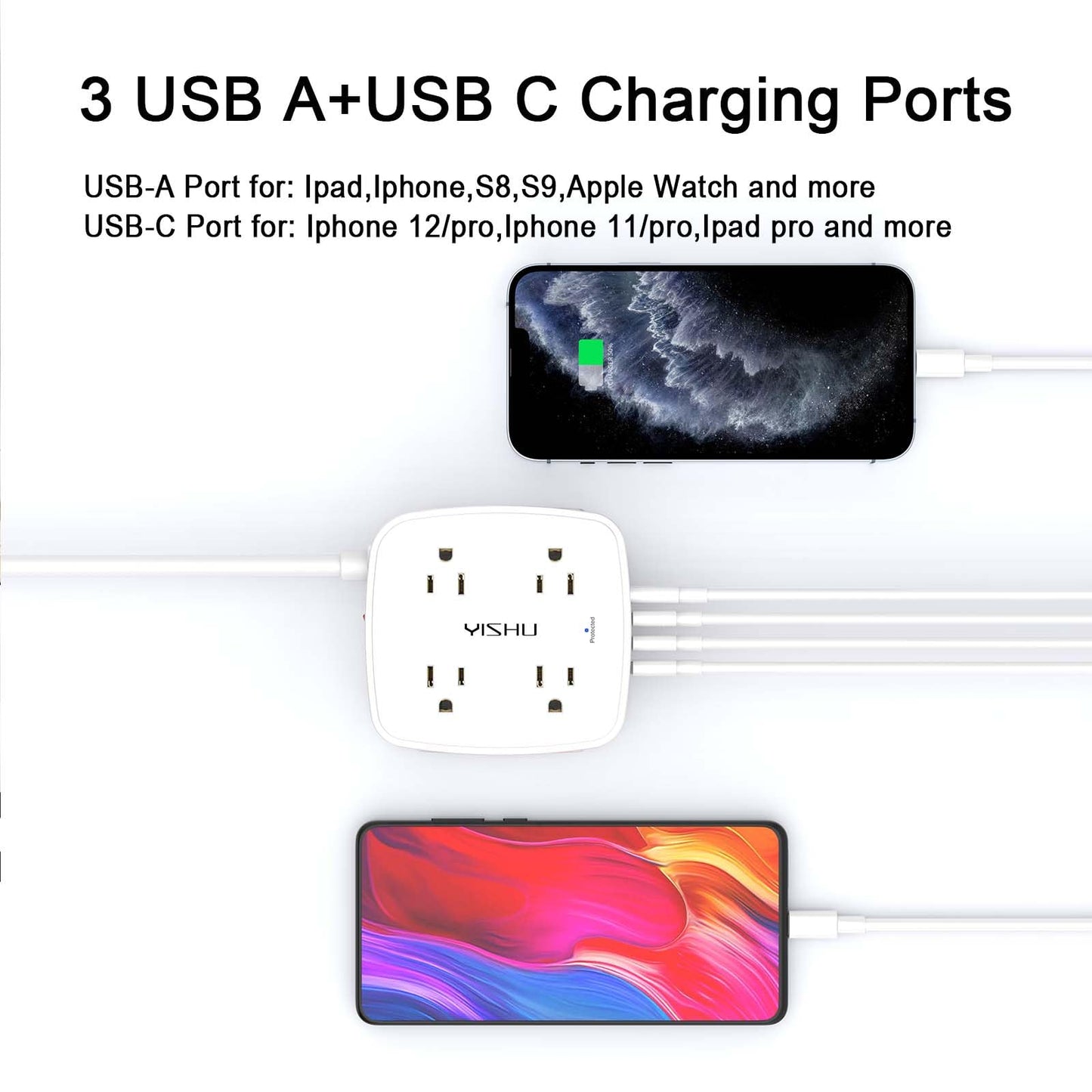 6FT Surge Protector USB Power Strip