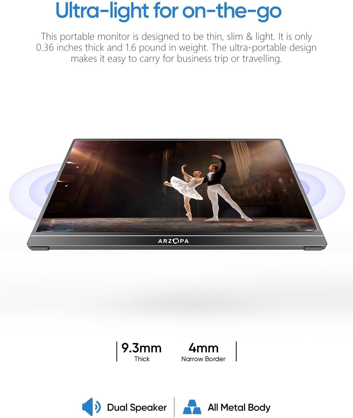 ARZOPA Kickstand Portable Gaming Monitor