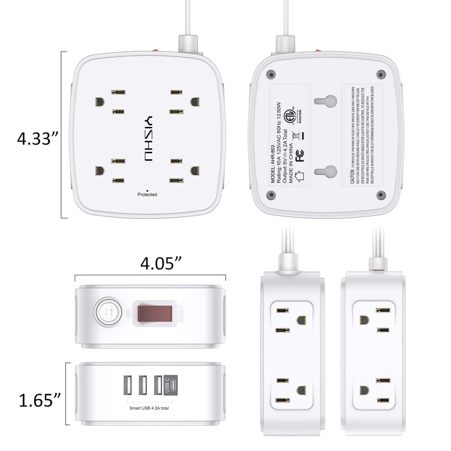 6FT Surge Protector USB Power Strip
