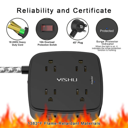 6FT Surge Protector USB Power Strip