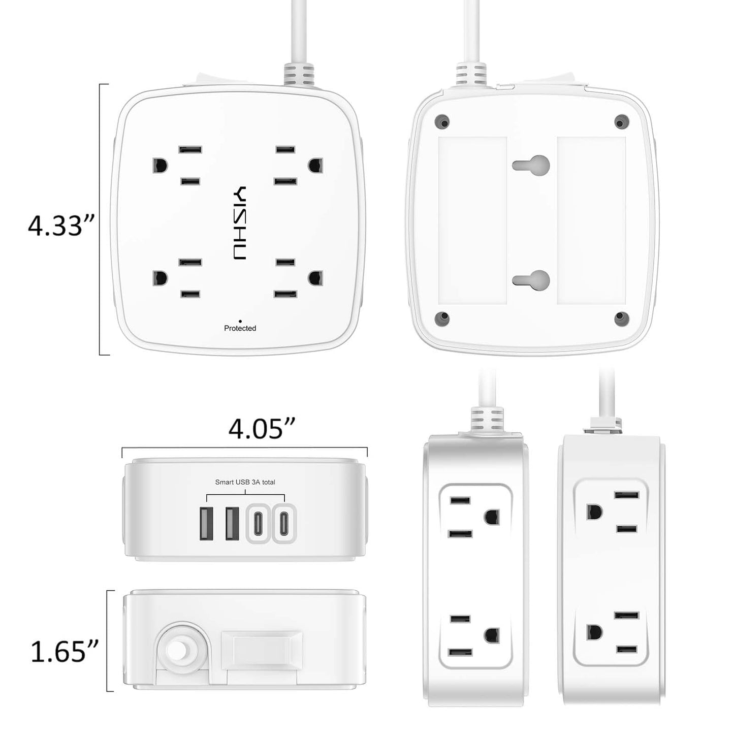 6FT Surge Protector USB Power Strip