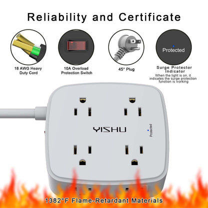 6FT Surge Protector USB Power Strip