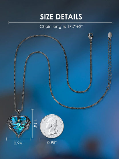 CDE Angel Wings Heart Birthstone Pendant Necklace Gift for Women