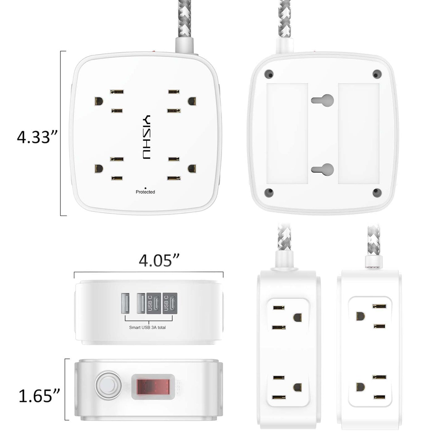 6FT Surge Protector USB Power Strip