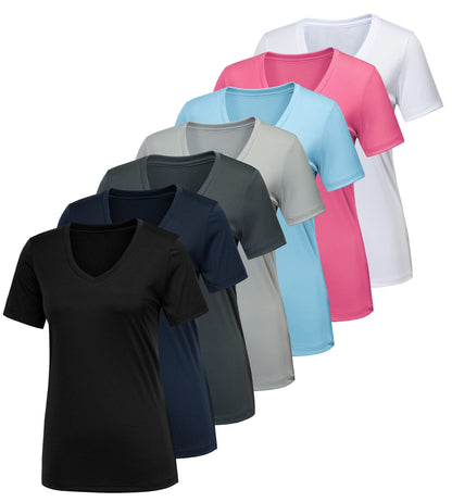 CE' CERDR 5/7 Pack Workout Shirts for Women, Moisture Wicking Quick Dry Active Athletic Women's Gym Performance T Shirts