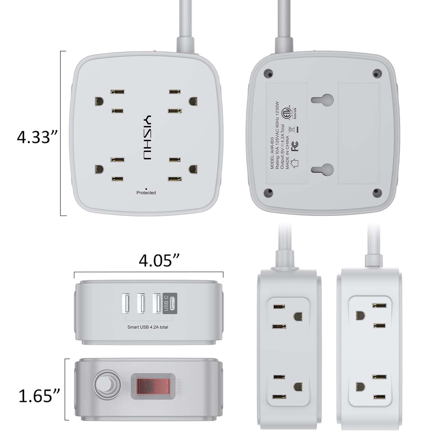 6FT Surge Protector USB Power Strip
