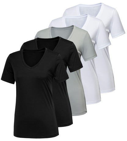 CE' CERDR 5/7 Pack Workout Shirts for Women, Moisture Wicking Quick Dry Active Athletic Women's Gym Performance T Shirts