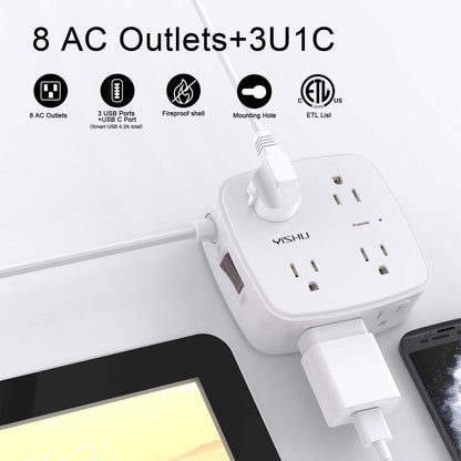 6FT Surge Protector USB Power Strip