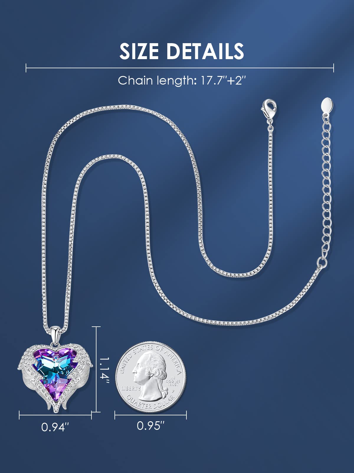 CDE Angel Wings Heart Birthstone Pendant Necklace Gift for Women