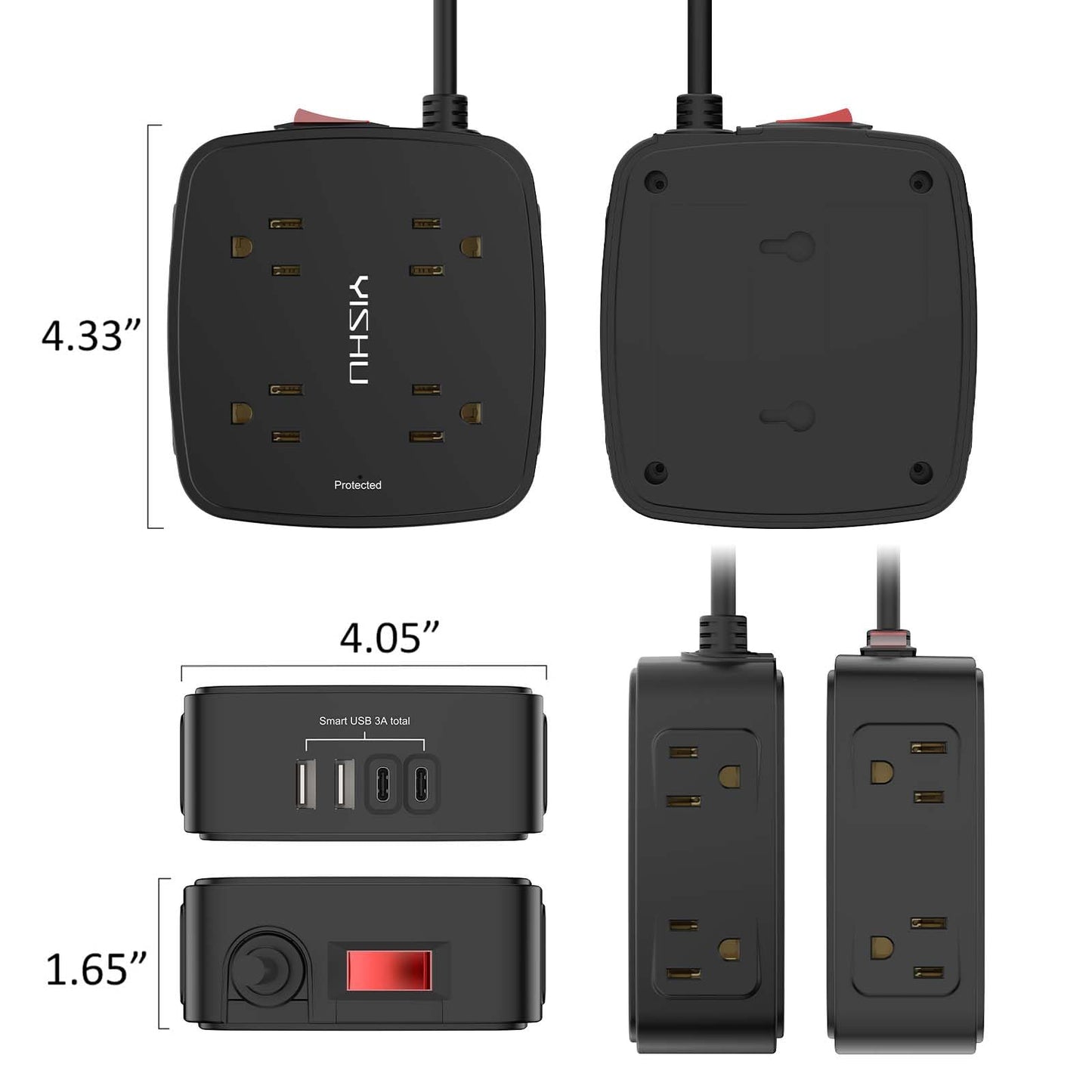 6FT Surge Protector USB Power Strip