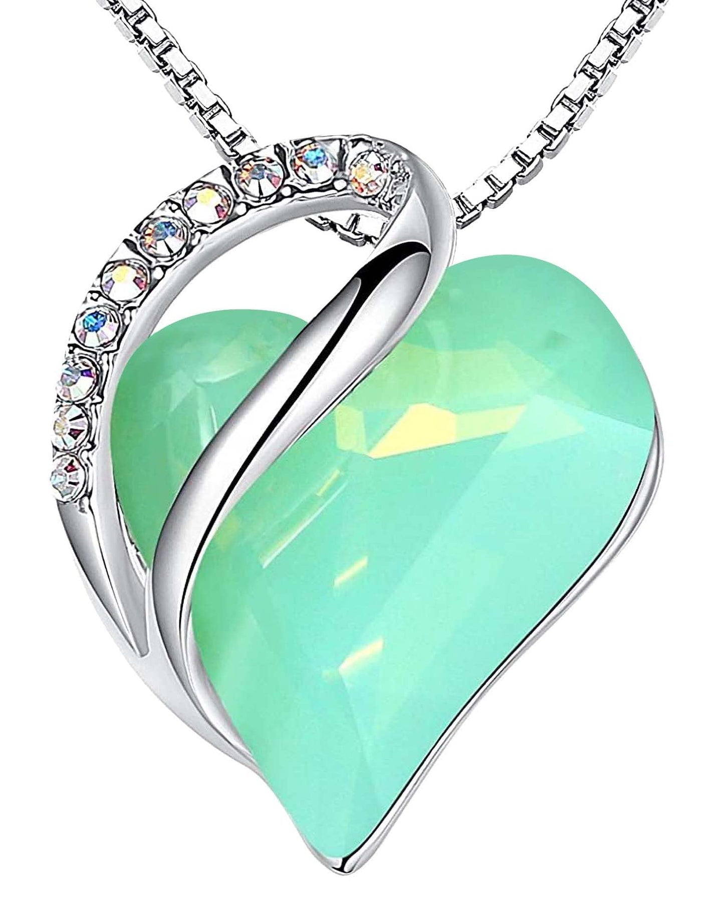 Leafael Gift Necklaces for Women, Infinity Love Birthstone Heart Crystal Pendant, Birthday Anniversary Jewelry for Wife, Mom, and Her, Silver Plated, 18" + 2" Adjustable Chain