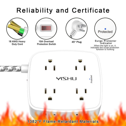 6FT Surge Protector USB Power Strip