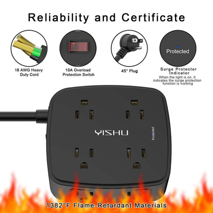 6FT Surge Protector USB Power Strip