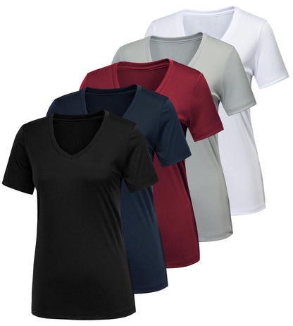 CE' CERDR 5/7 Pack Workout Shirts for Women, Moisture Wicking Quick Dry Active Athletic Women's Gym Performance T Shirts