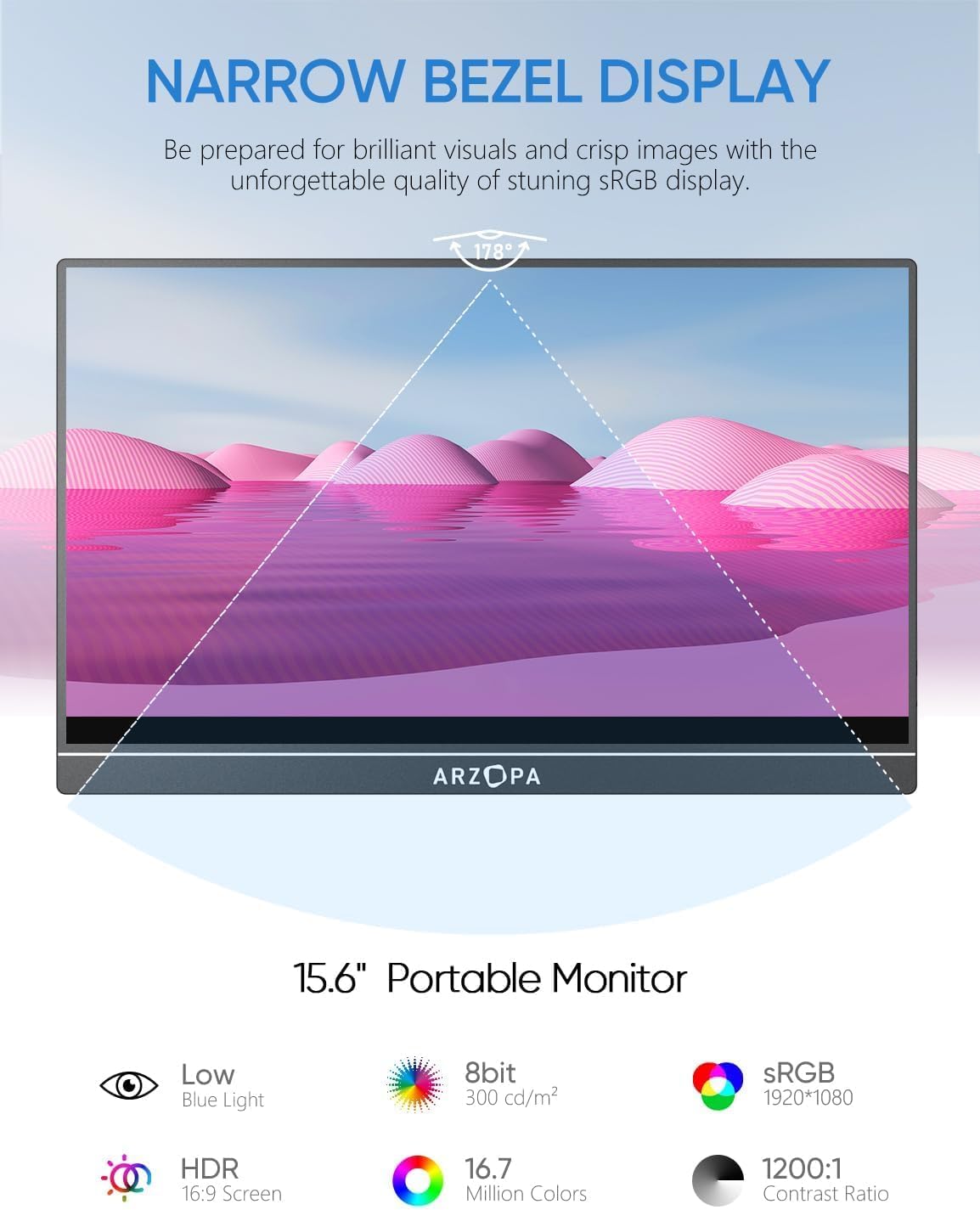 ARZOPA Kickstand Portable Gaming Monitor