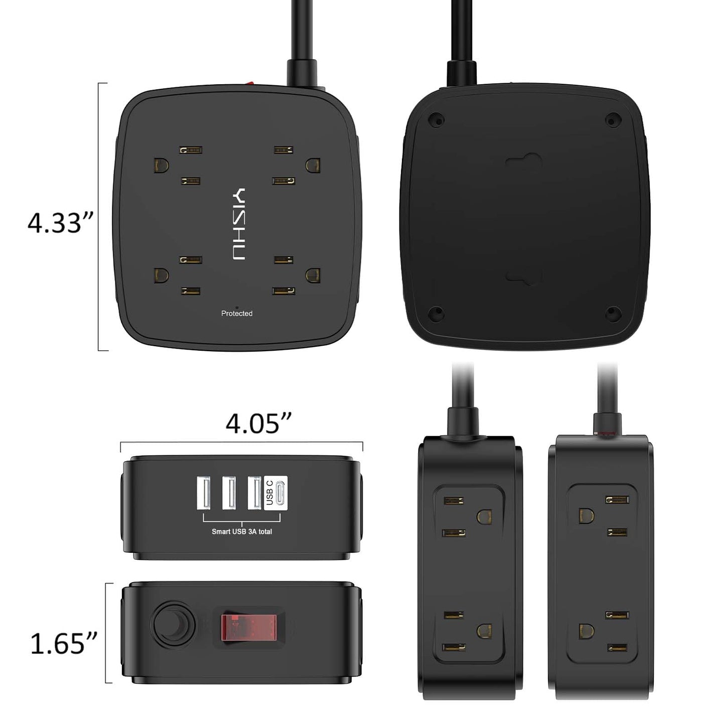 6FT Surge Protector USB Power Strip