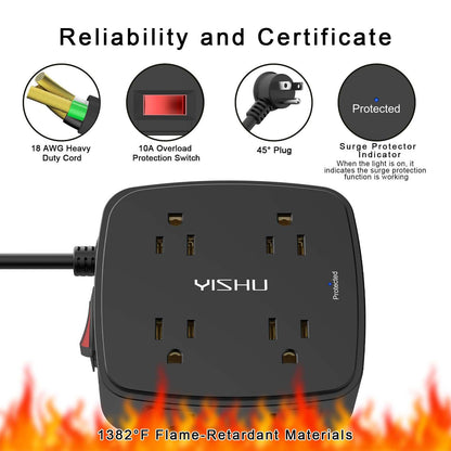 6FT Surge Protector USB Power Strip