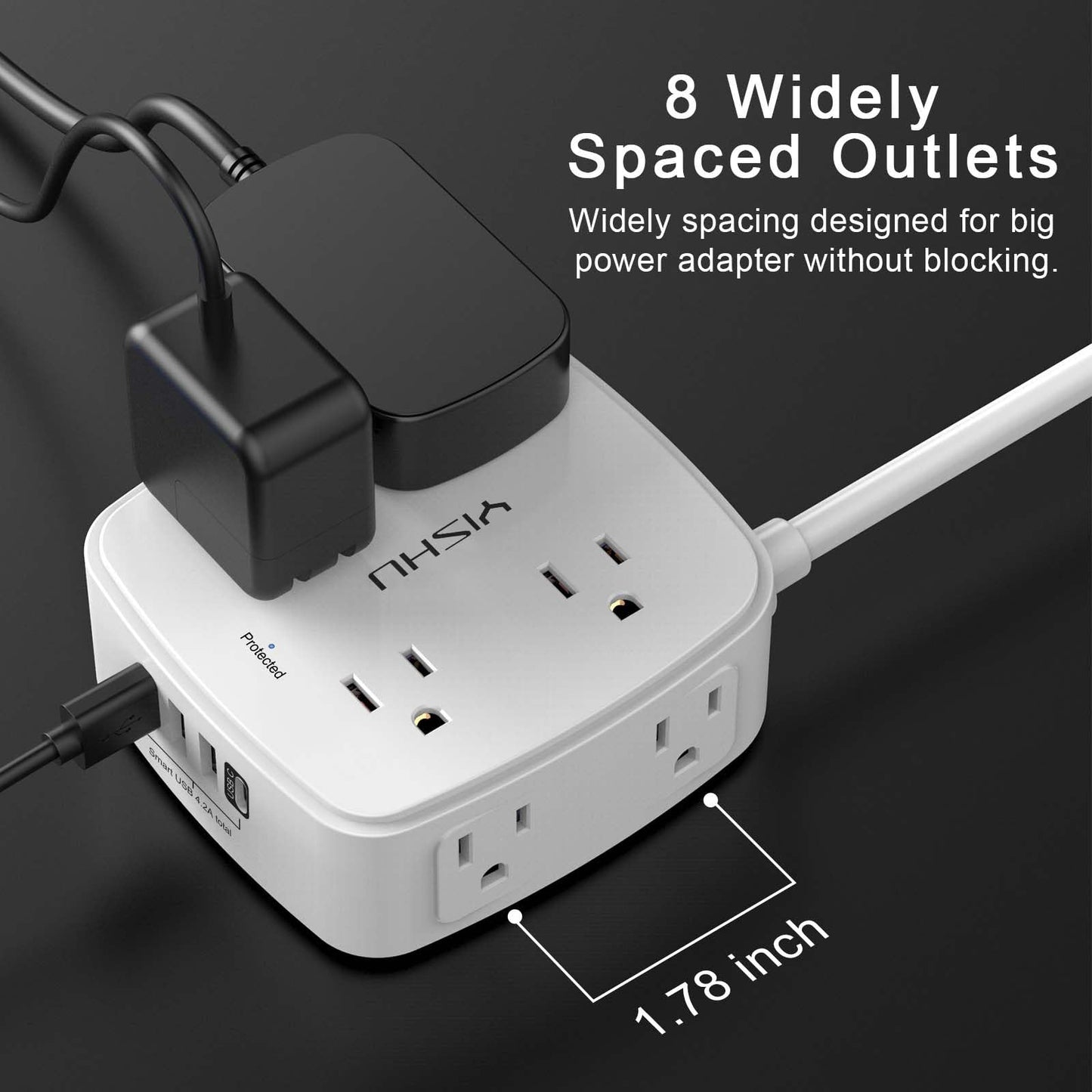 6FT Surge Protector USB Power Strip