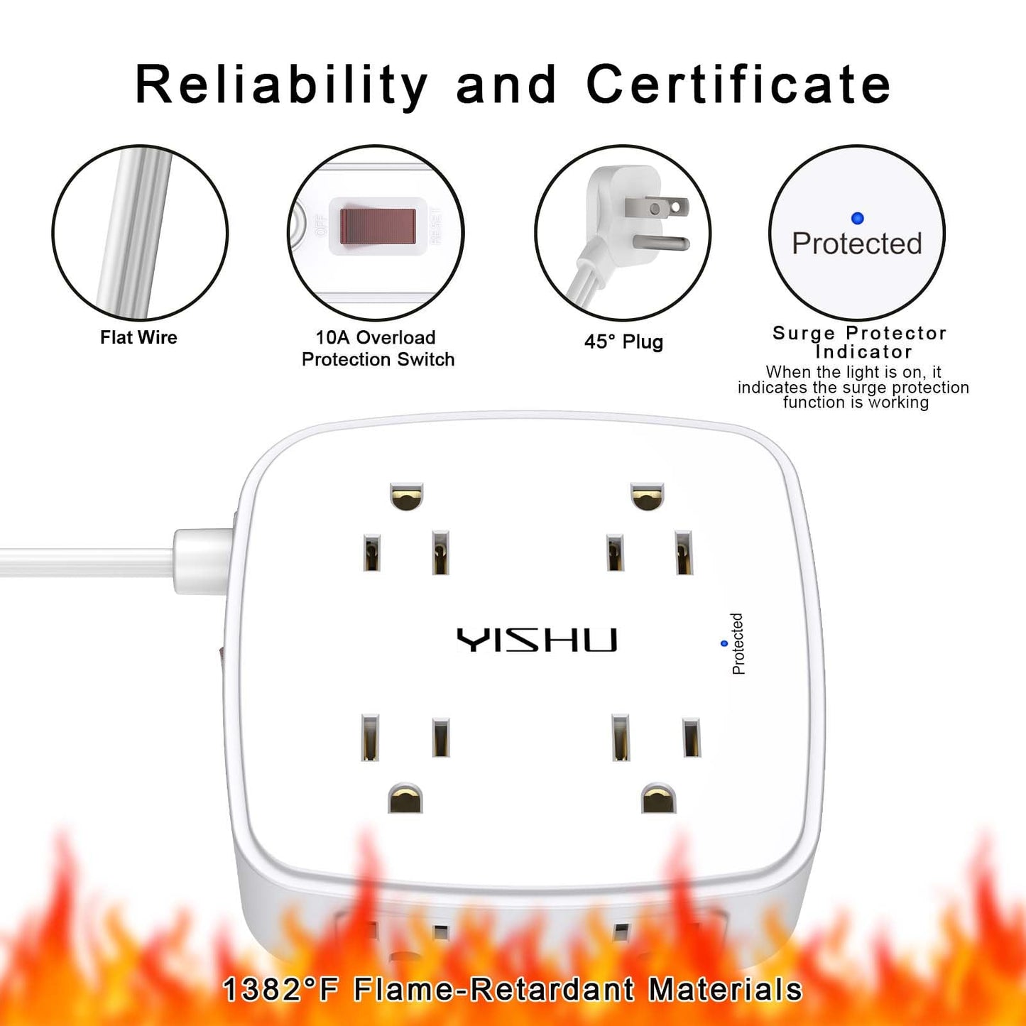 6FT Surge Protector USB Power Strip