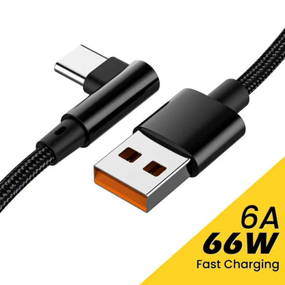 66W 6A USB-C 90° Fast Charging Cable - Malachi Wallace boutique