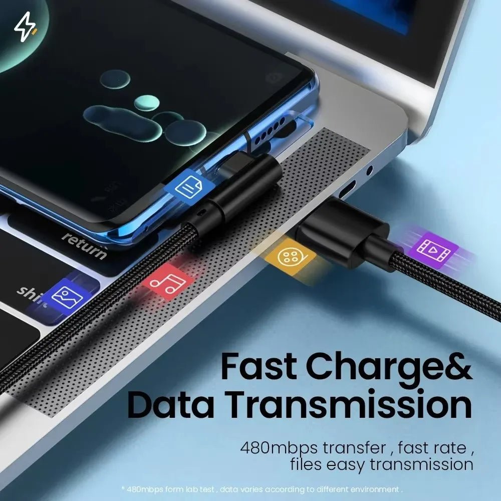 66W 6A USB-C 90° Fast Charging Cable - Malachi Wallace boutique