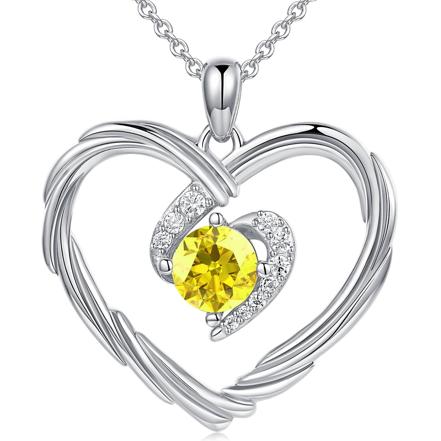 18K Gold Heart Birthstone Necklace Gift