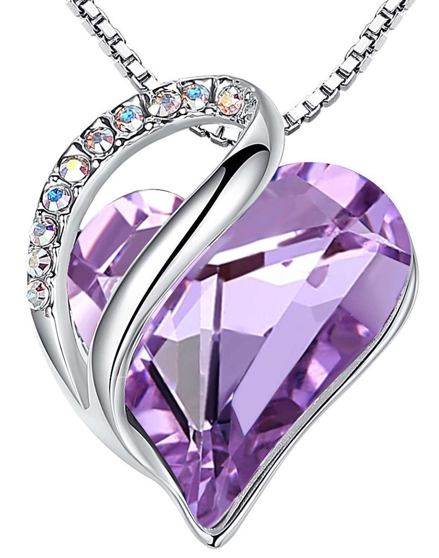 Leafael Gift Necklaces for Women, Infinity Love Birthstone Heart Crystal Pendant, Birthday Anniversary Jewelry for Wife, Mom, and Her, Silver Plated, 18" + 2" Adjustable Chain