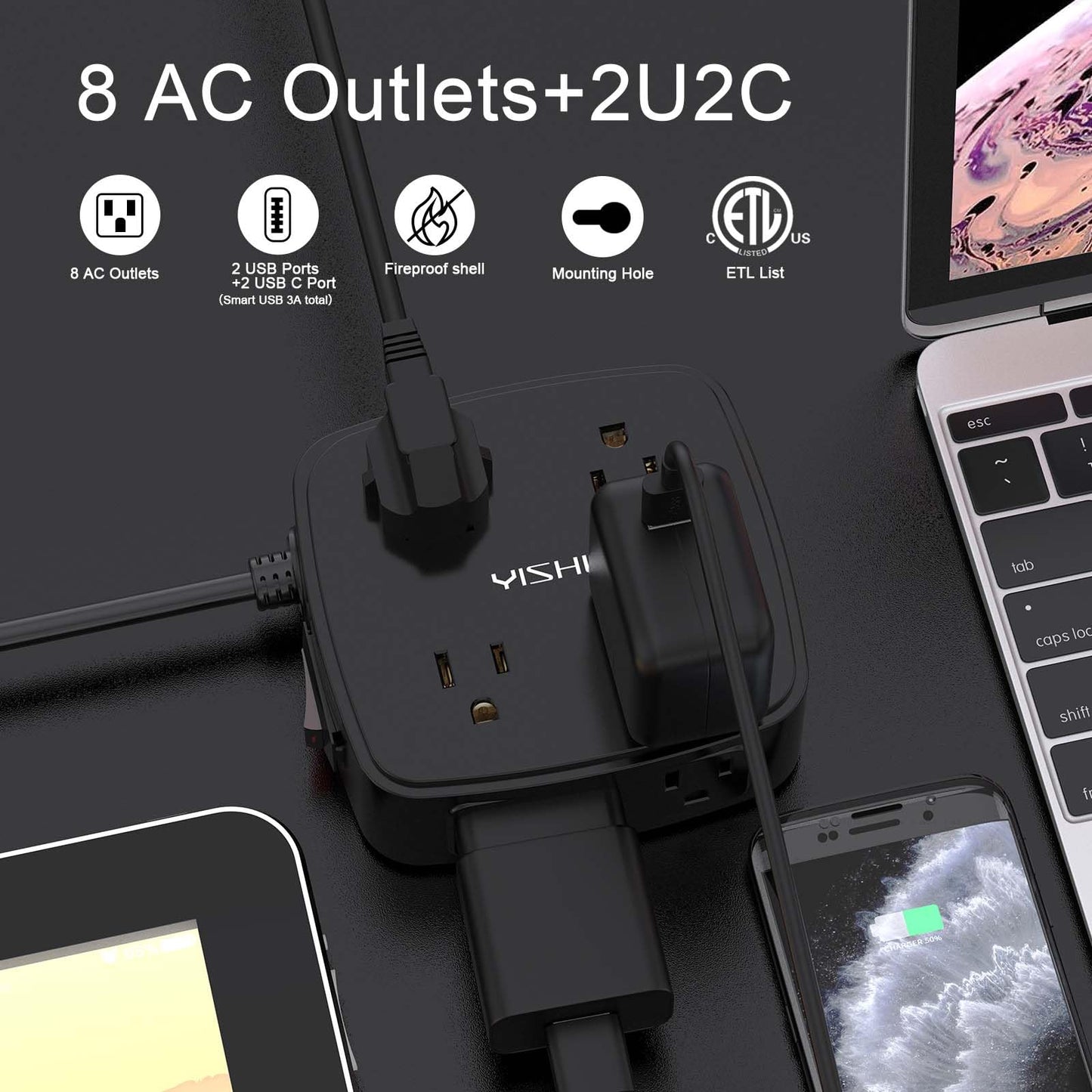 6FT Surge Protector USB Power Strip