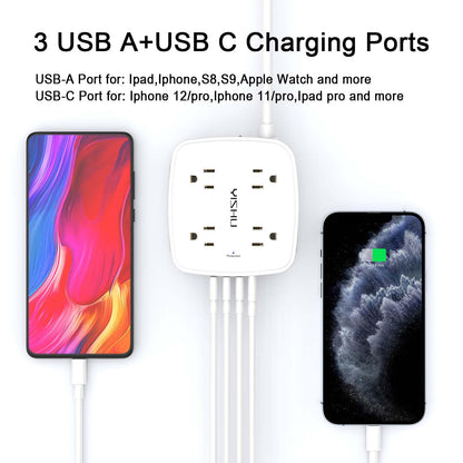 6FT Surge Protector USB Power Strip
