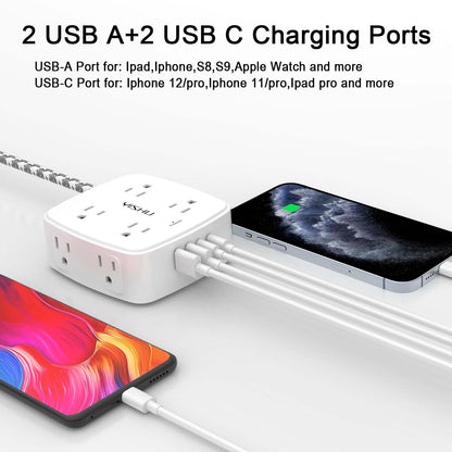 6FT Surge Protector USB Power Strip