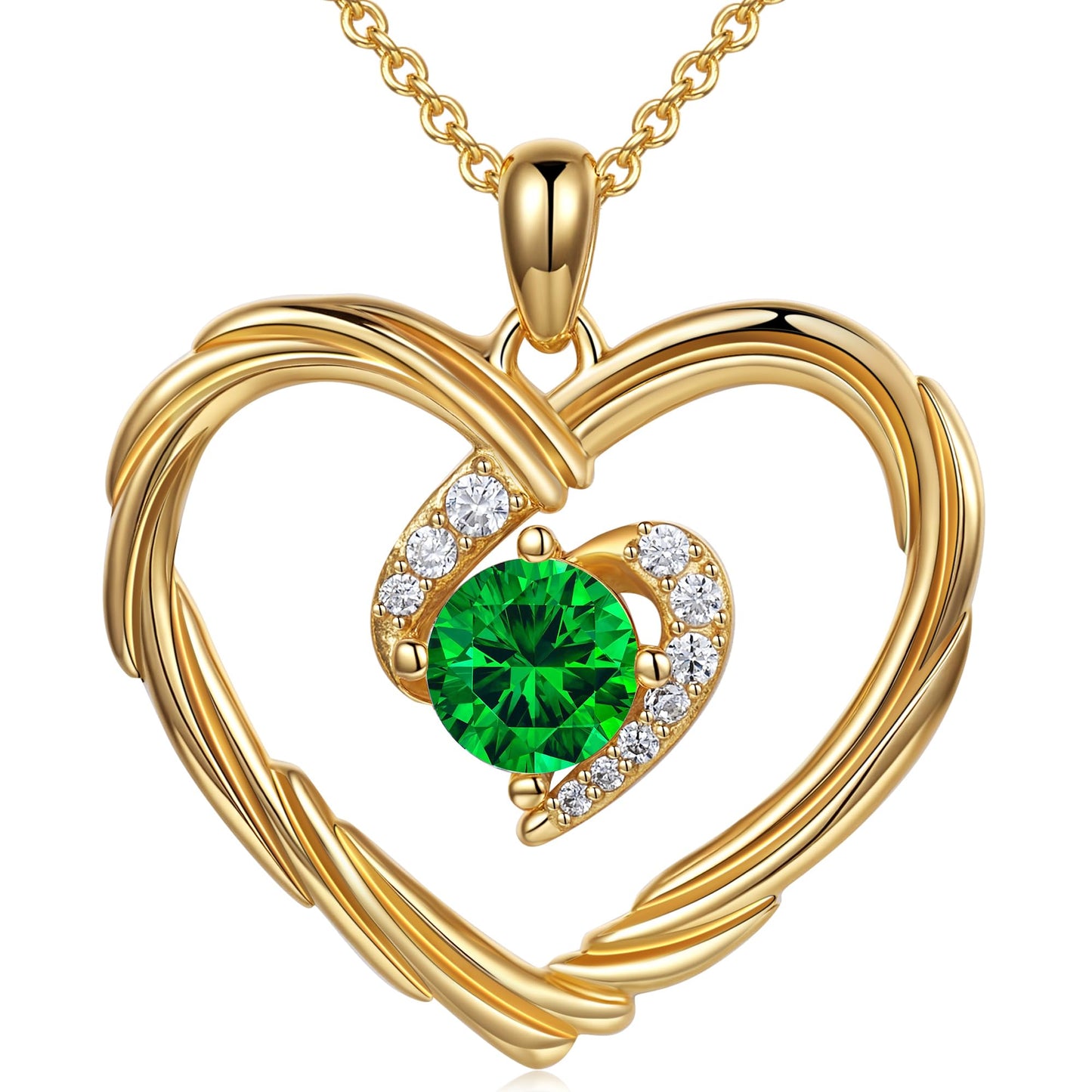 18K Gold Heart Birthstone Necklace Gift