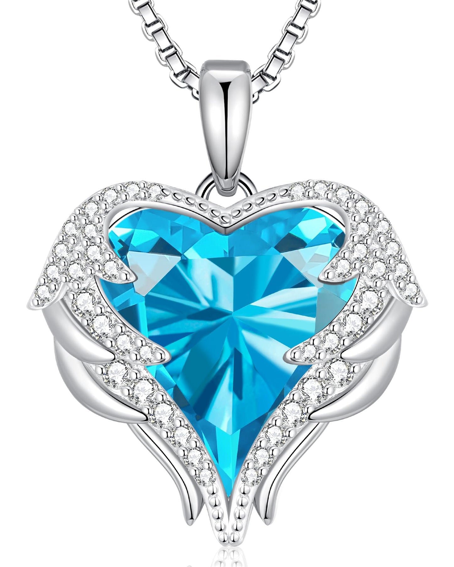CDE Angel Wings Heart Birthstone Pendant Necklace Gift for Women