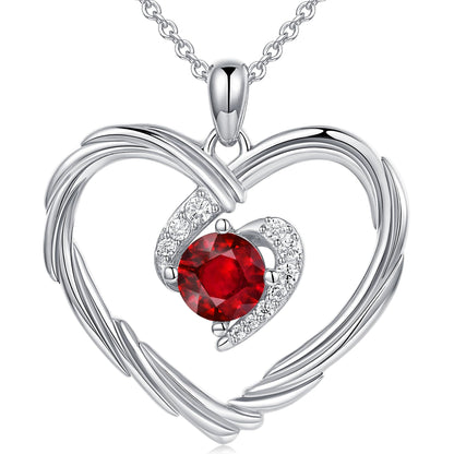 18K Gold Heart Birthstone Necklace Gift